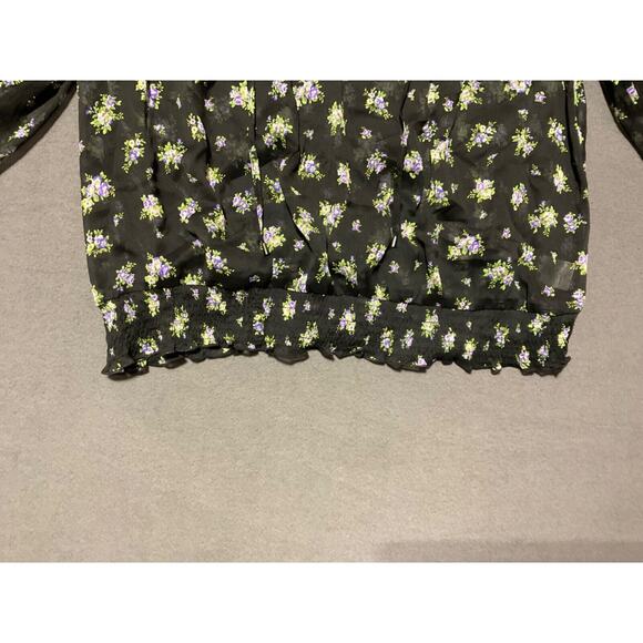 Jessica Simpson Vintage 2X Sheer Long Sleeve Floral Blouse Plus Size Romantic - Picture 2 of 7